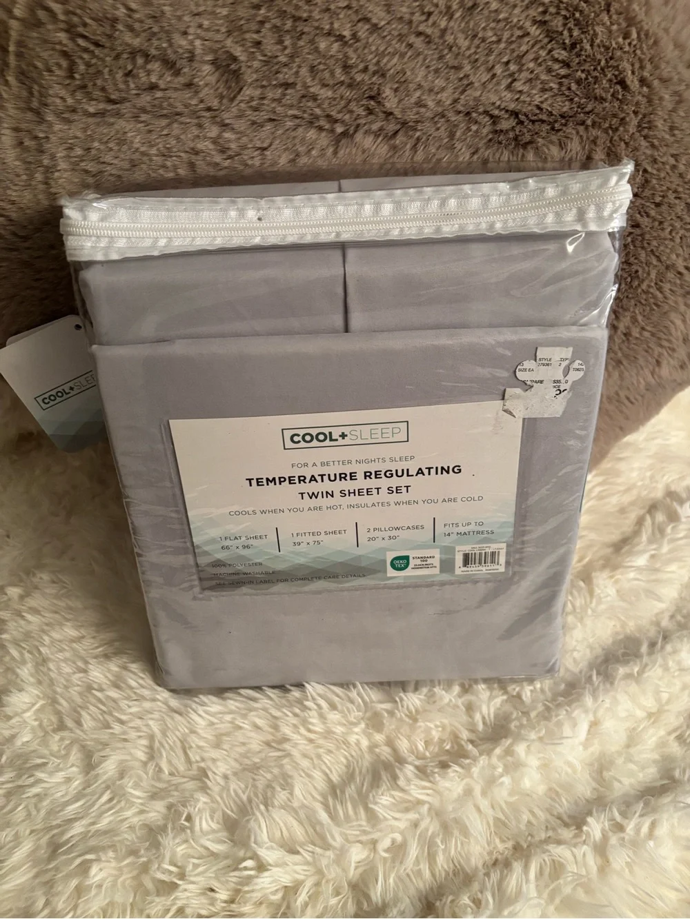 Temperature Regulating Twin Sheet Set - Light Gray